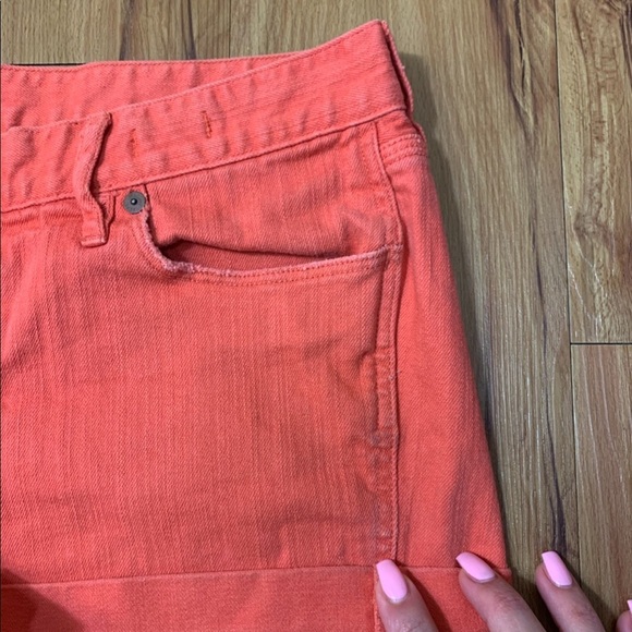Madewell Orange Cuffed Hem Jean Shorts - Picture 5 of 9